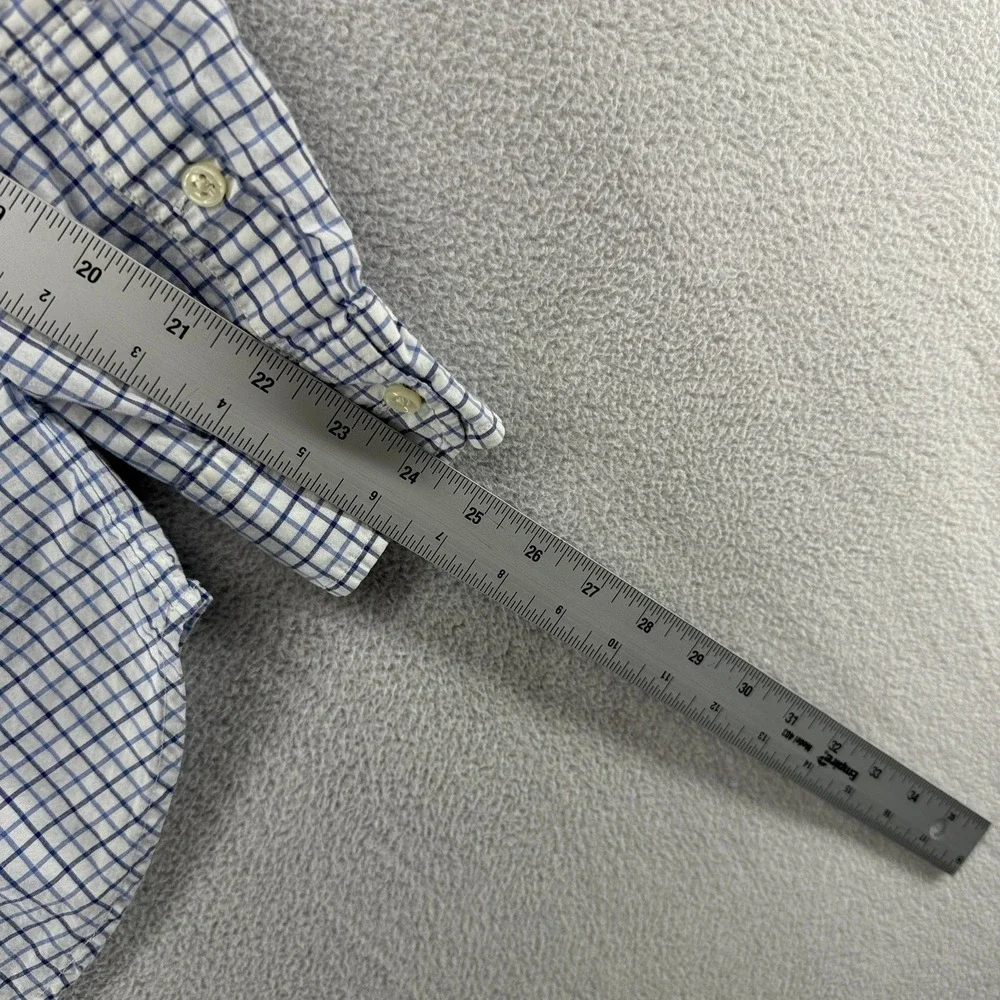 Ralph Lauren Button Down Shirt Boys L (14-16) Blue Plaid Lightweight Oxford Pony